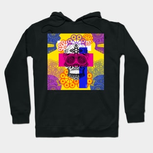 skull floral zentangle in picnic wallpaper art of the death and the love catrina Hoodie